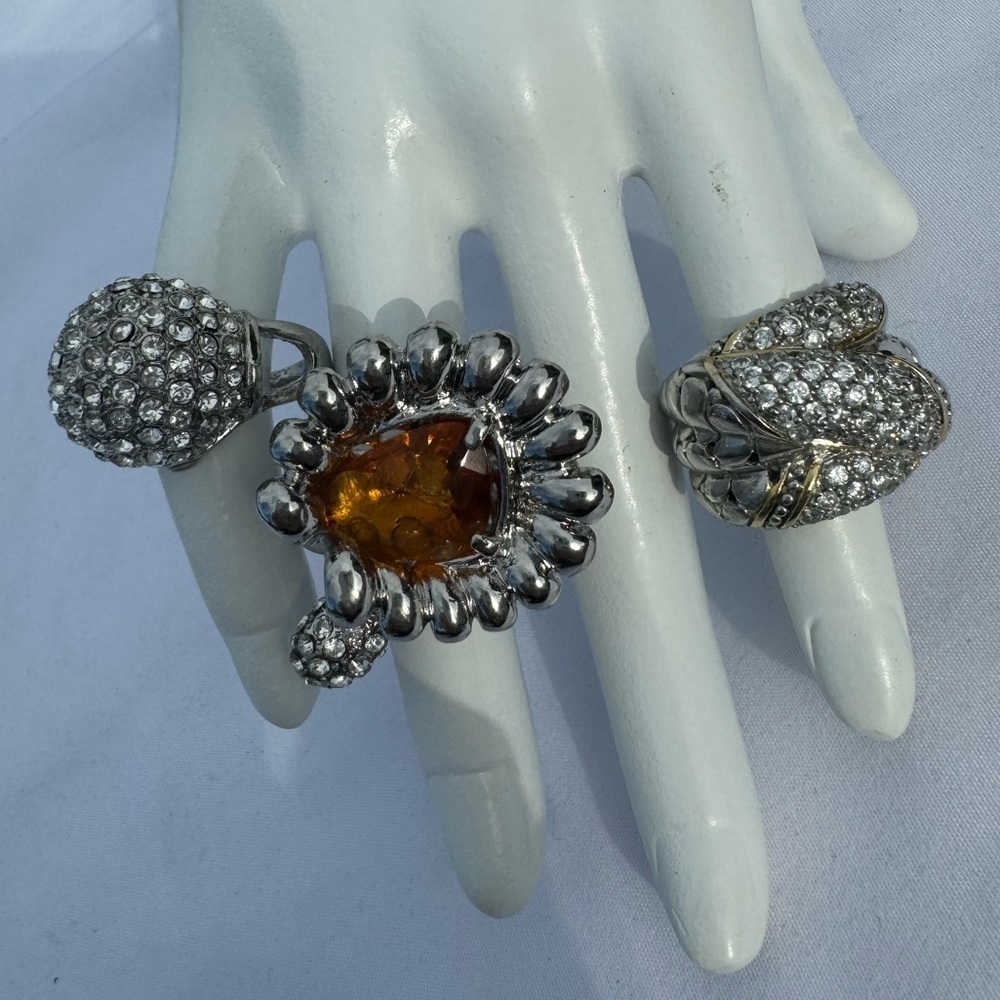Cute Silver Rhinestone Ring Set
